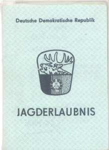 enlarge picture  - hunting licence GDR 1986