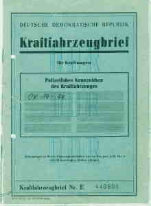 greres Bild - Kfz Brief Trabant    1978