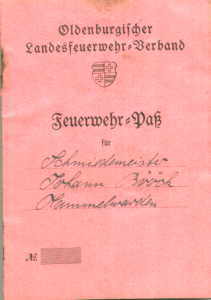 greres Bild - Ausweis Feuerwehr    1935