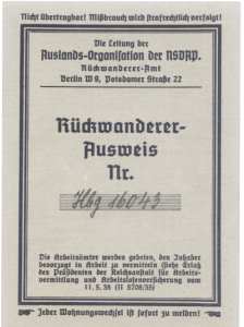 greres Bild - Ausweis Rckwanderer 1941
