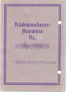 greres Bild - Ausweis Rckwanderer 1937