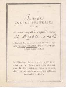 greres Bild - Ausweis NS Verfolgte 1946