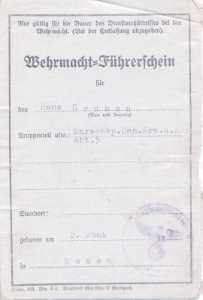 enlarge picture  - driving licence Wehrmacht