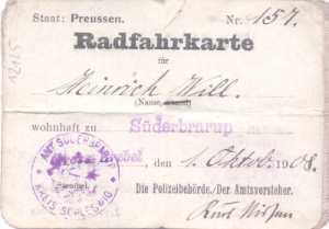 enlarge picture  - bicycle licence Prussia