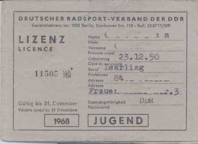 enlarge picture  - bicycle licence race GDR
