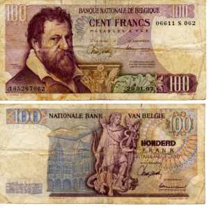 greres Bild - Geldnote Belgien 1967 100