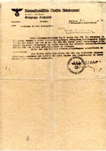 greres Bild - Brief NSDAP Aufnahme 1940