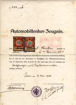 enlarge picture  - driving licence 1906 AU