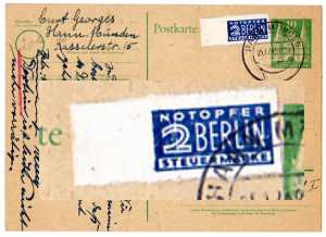 Postkarte mit Notopfer Berlin  Dez.1948