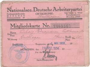 greres Bild - Mitgliedskarte NSDAP 1934