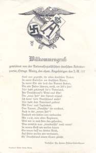 enlarge picture  - NSDAP welcome poem 1931