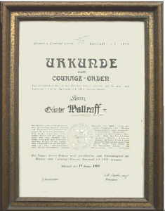 greres Bild - Urkunde Courage Orden Wal