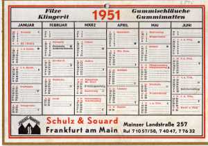 greres Bild - Kalender Jahres      1951