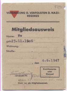greres Bild - Ausweis NS Verfolgte 1947