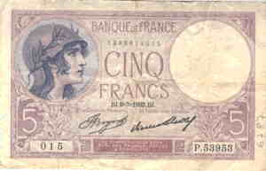 greres Bild - Geldnote Frankreich  1933