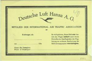greres Bild - Flugschein Lufthansa 1935